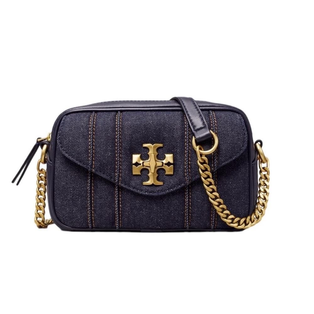 Tory Burch Kira Denim Mini Camera Bag Crossbody Blue